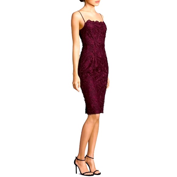 Black Halo Burgundy Sora Lace Sheath Dress, Sz 4 - Picture 3 of 8